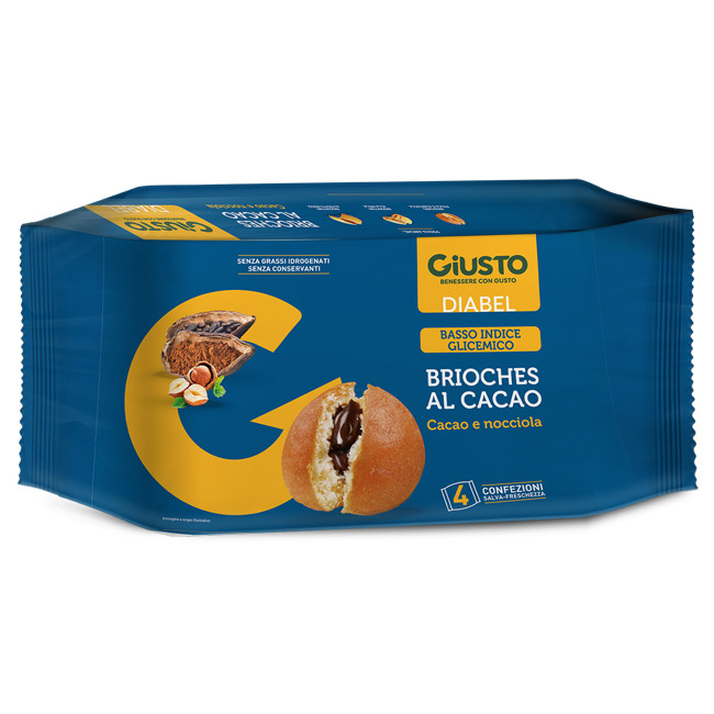 GIUSTO DIABEL BRIOCHE CACAO 4 PEZZI DA 45 G GIUSTO DIABEL BRIOCHE CACAO 4 PEZZI DA 45 G