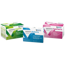 Confezione da 15 stick di Divertikur Rigenera, integratore per la cura dei diverticoli.