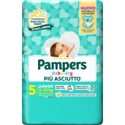 PAMPERS BABY DRY PANNOLINO DOWNCOUNT JUNIOR 16 PEZZI