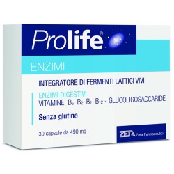 Confezione da 30 capsule di Prolife Enzimi con fermenti lattici vivi ed enzimi digestivi