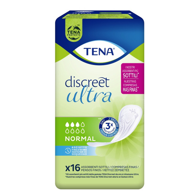 PANNOLONE SAGOMATO TENA DISCREET ULTRA NORMAL 16 PEZZI PANNOLONE SAGOMATO TENA DISCREET ULTRA NORMAL 16 PEZZI