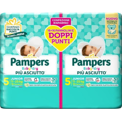 PAMPERS BABY DRY PANNOLINO DUO DOWNCOUNT JUNIOR 32 PEZZI