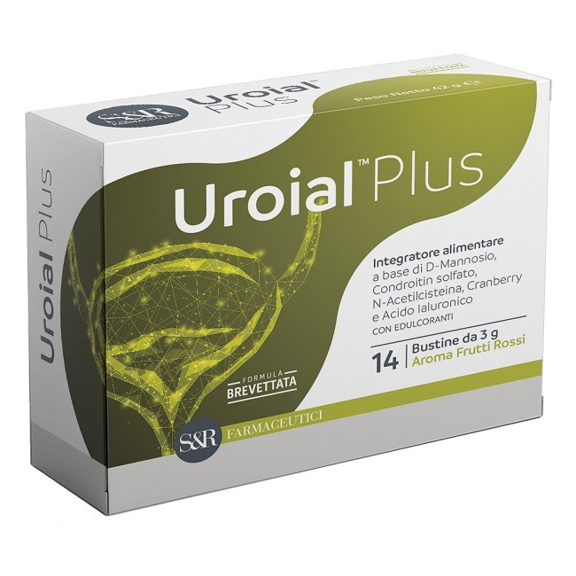 Confezione da 14 bustine di Uroial Plus integratore per il benessere delle vie urinarie e la cistite Confezione da 14 bustine di Uroial Plus integratore per il benessere delle vie urinarie e la cistite