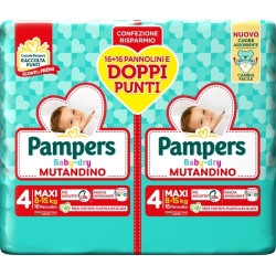 PAMPERS BABY DRY PANNOLINO MUTANDINA MAXI DUO DOWNCOUNT 32 PEZZI