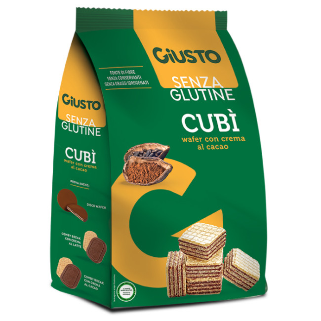 GIUSTO SENZA GLUTINE CUBI' WAFER CACAO 250 G GIUSTO SENZA GLUTINE CUBI' WAFER CACAO 250 G