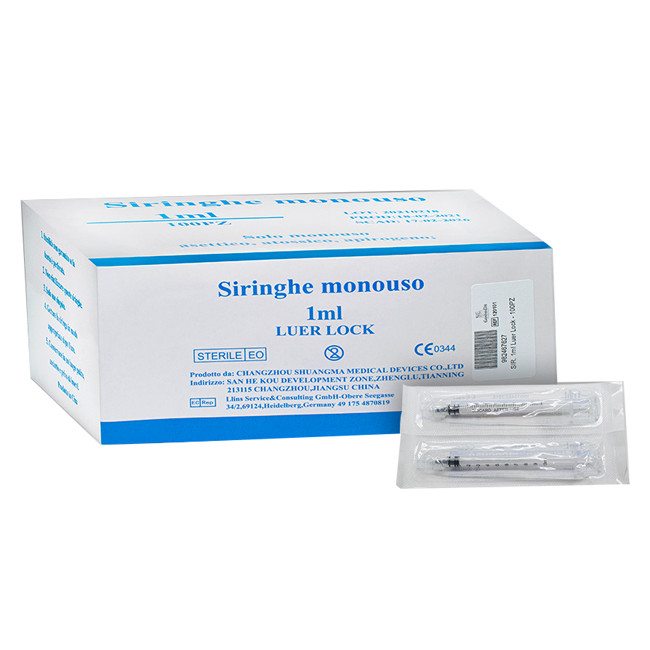SIRINGA INFUSIONE E IRRIGAZIONE MONOUSO CAPACITA' 1ML GAUGE 25 LUER LOCK 100 PEZZI SIRINGA INFUSIONE E IRRIGAZIONE MONOUSO CAPACITA' 1ML GAUGE 25 LUER LOCK 100 PEZZI