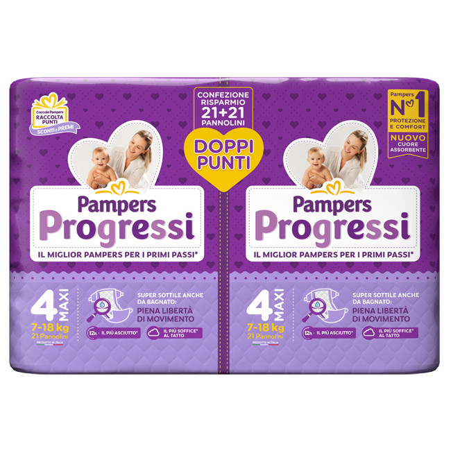 PAMPERS PROGRESSI PANNOLINO MAXI PACCO DOPPIO 42 PEZZI PAMPERS PROGRESSI PANNOLINO MAXI PACCO DOPPIO 42 PEZZI