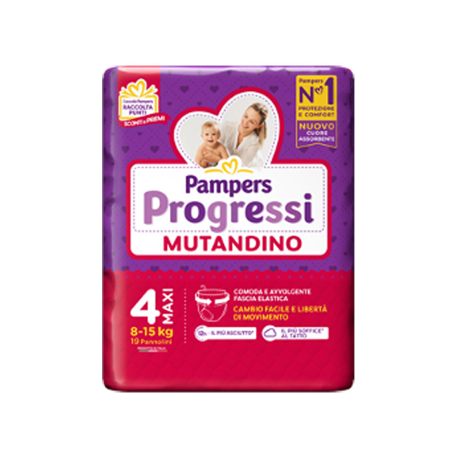 PAMPERS PROGRESSI MUTANDINA MAXI 19 PEZZI PAMPERS PROGRESSI MUTANDINA MAXI 19 PEZZI