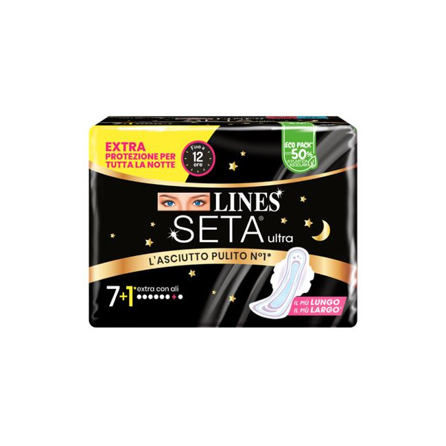 LINES SETA ULTRA ASSORBENTI EXTRA DWCT 7+1 PEZZI LINES SETA ULTRA ASSORBENTI EXTRA DWCT 7+1 PEZZI