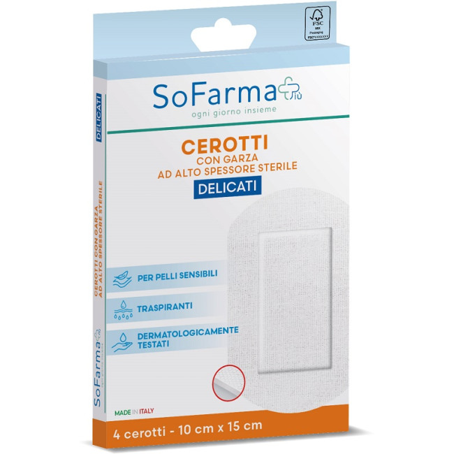 CEROTTO DELICATO 10X15 CM 4 PEZZI SOFARMAPIU' CEROTTO DELICATO 10X15 CM 4 PEZZI SOFARMAPIU'