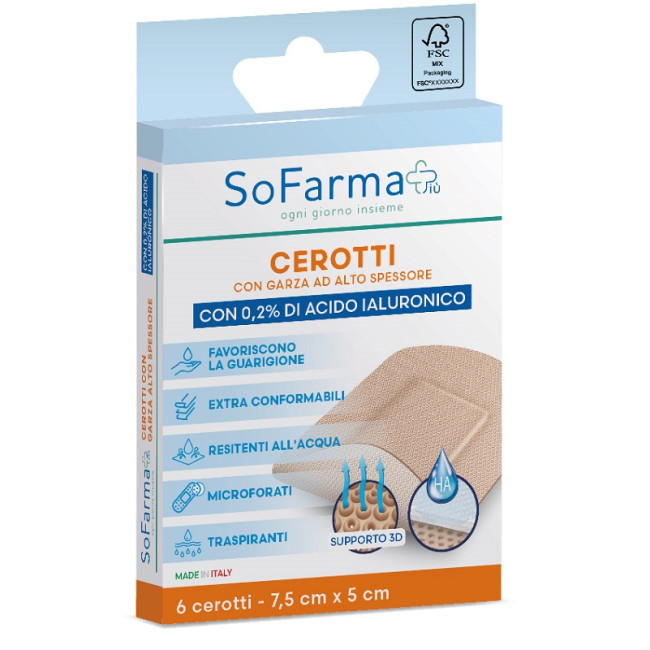 CEROTTO CICATRIZZANTE 7,5X5 CM 6 PEZZI SOFARMAPIU' CEROTTO CICATRIZZANTE 7,5X5 CM 6 PEZZI SOFARMAPIU'