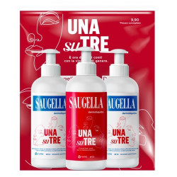 Confezione tripla 600 Ml di Saugella Dermoliquido detergente per igiene intima.