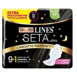 LINES SETA ULTRA ASSORBENTI EXTRA NOTTE CARRY PACK PACCO SINGOLO 9+1 PEZZI