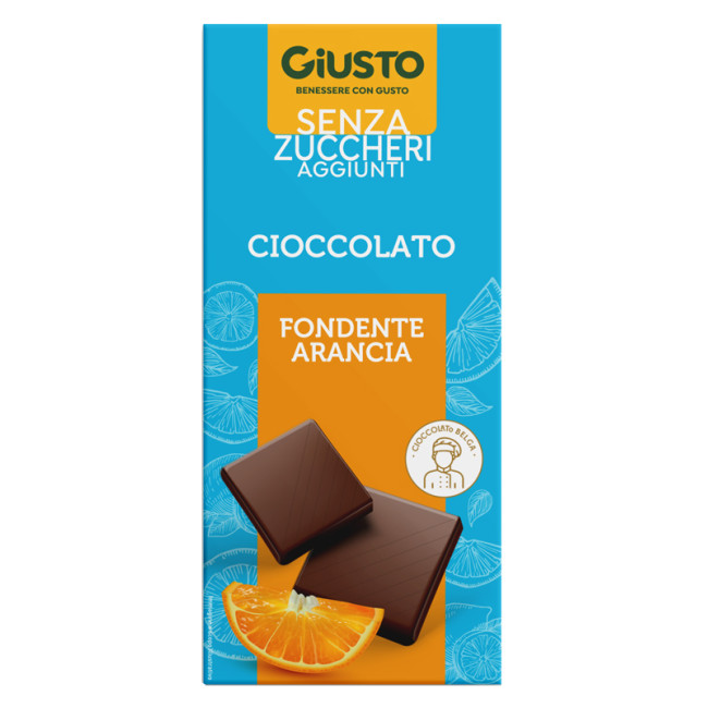 GIUSTO SENZA ZUCCHERO CIOCCOLATO FONDENTE ARANCIA 85 G GIUSTO SENZA ZUCCHERO CIOCCOLATO FONDENTE ARANCIA 85 G