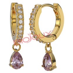 BJT317 ORECCHINO INES VIOLET 24MM STEEL GOLD PLATED