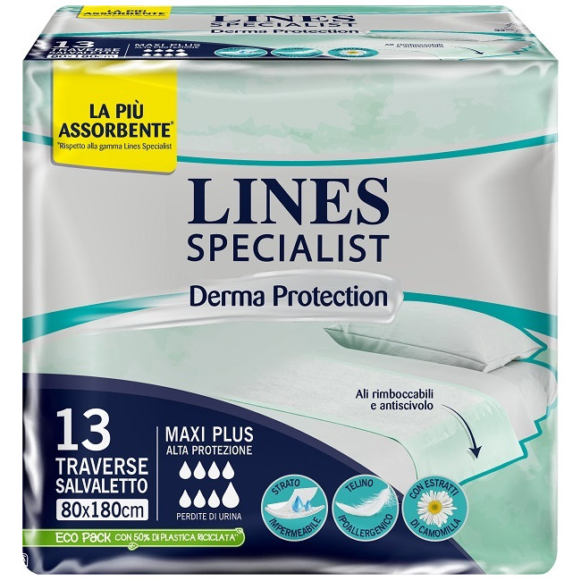 TRAVERSA PER INCONTINENZA LINES SPECIALIST DERM AP 80X180 13 PEZZI TRAVERSA PER INCONTINENZA LINES SPECIALIST DERM AP 80X180 13 PEZZI