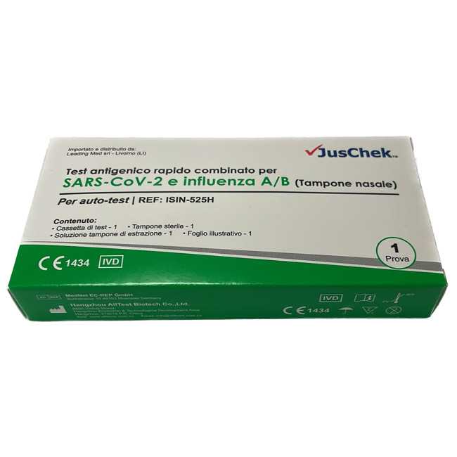 TEST ANTIGENICO RAPIDO COVID-19 ALLTEST AUTODIAGNOSTICO DETERMINAZIONE QUALITATIVA ANTIGENI SARS-COV-2 E INFLUENZA A+B IN TAMPON TEST ANTIGENICO RAPIDO COVID-19 ALLTEST AUTODIAGNOSTICO DETERMINAZIONE QUALITATIVA ANTIGENI SARS-COV-2 E INFLUENZA A+B IN TAMPON