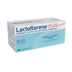 Confezione da 12 flaconi di Lactoflorene plus bimbi integratore di fermenti lattici probiotici