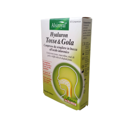 Confezione da 30 compresse di Hyaluron Tosse & Gola per calmare la tossa ed il mal di gola.