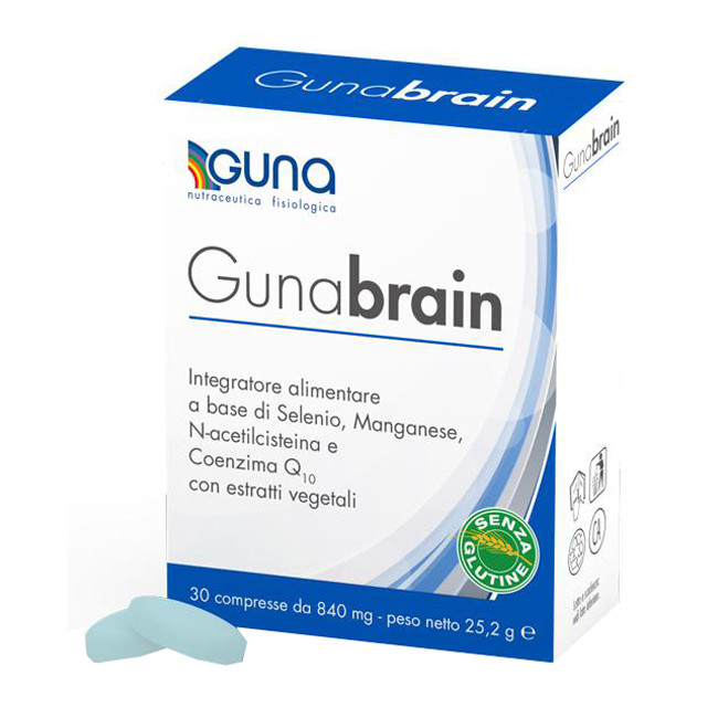 confezione da 30 compresse di Gunabrain per stanchezza mentale e memoria confezione da 30 compresse di Gunabrain per stanchezza mentale e memoria