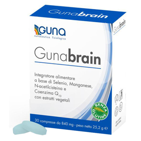 confezione da 30 compresse di Gunabrain per stanchezza mentale e memoria