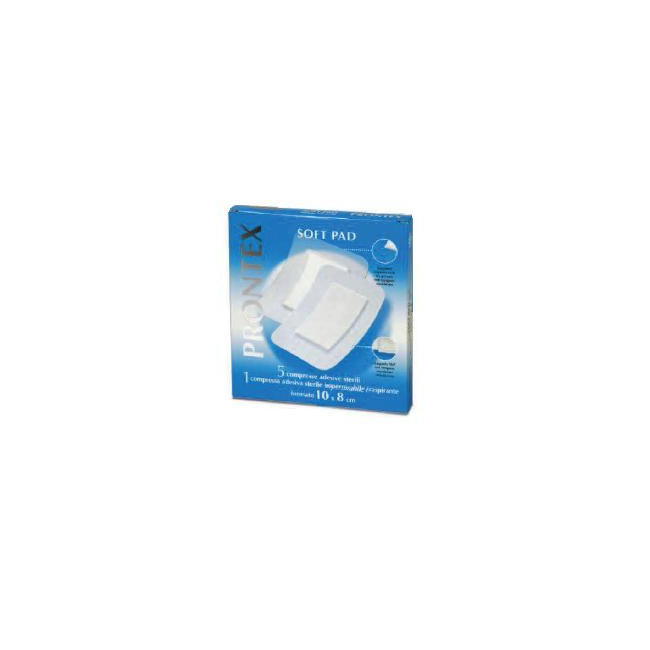 GARZA COMPRESSA PRONTEX SOFT PAD 10X8 CM 6 PEZZI (5 TNT + 1 IMPERMEABILE AQUA PAD)