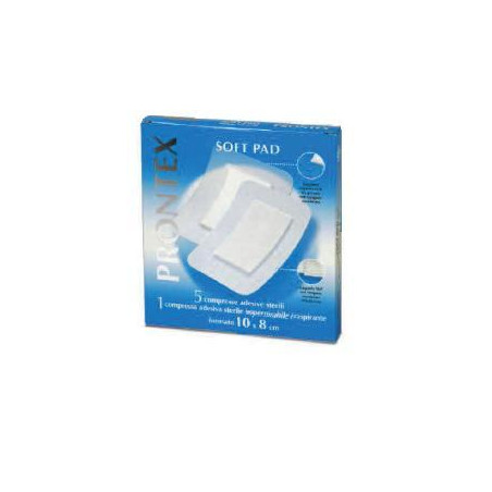 GARZA COMPRESSA PRONTEX SOFT PAD 10X8 CM 6 PEZZI (5 TNT + 1 IMPERMEABILE AQUA PAD)