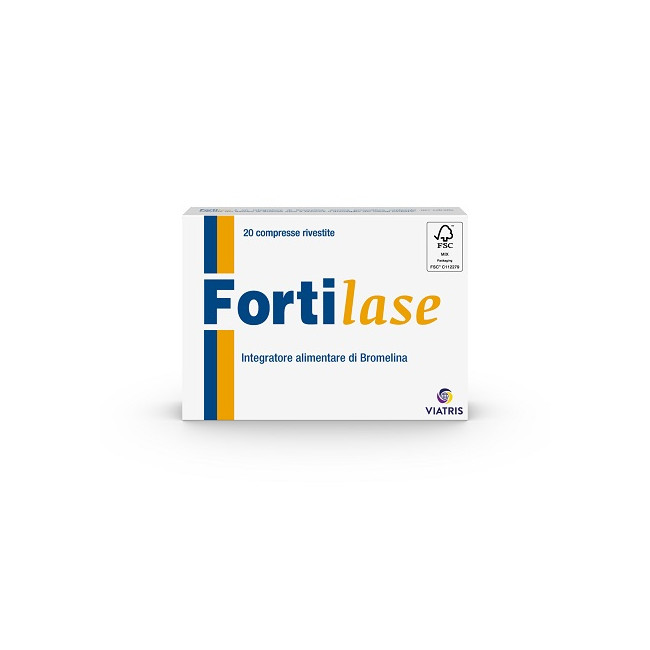 Confezione da 20 compresse di Fortilase integratore antinfiammatorio e antiedemigeno naturale. Confezione da 20 compresse di Fortilase integratore antinfiammatorio e antiedemigeno naturale.