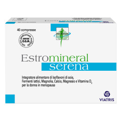 Confezione da 40 compresse di Estromineral Serena integratore per la donna in menopausa.
