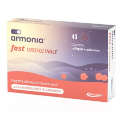 Confezione da 40 compresse orosolubili di Armonia Fast integratore con Melatonina per dormire.