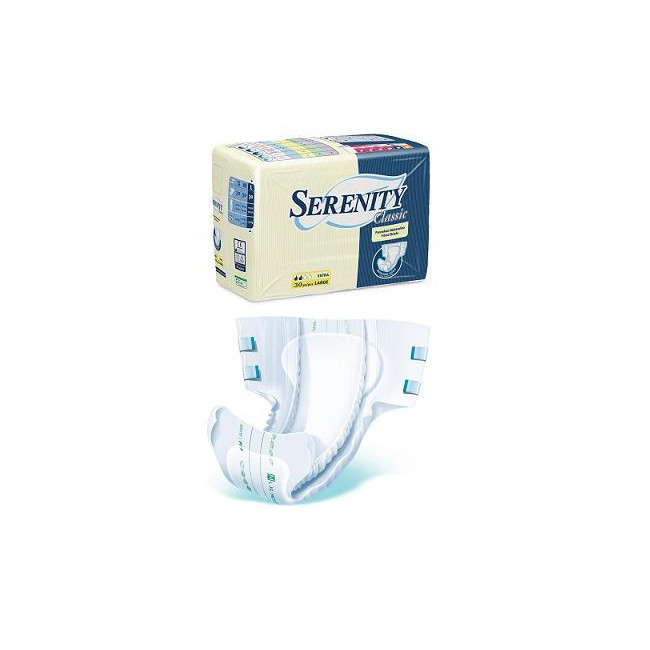 PANNOLONE PER INCONTINENZA SERENITY CLASSIC EXTRA TAGLIA SMALL 30 PEZZI PANNOLONE PER INCONTINENZA SERENITY CLASSIC EXTRA TAGLIA SMALL 30 PEZZI