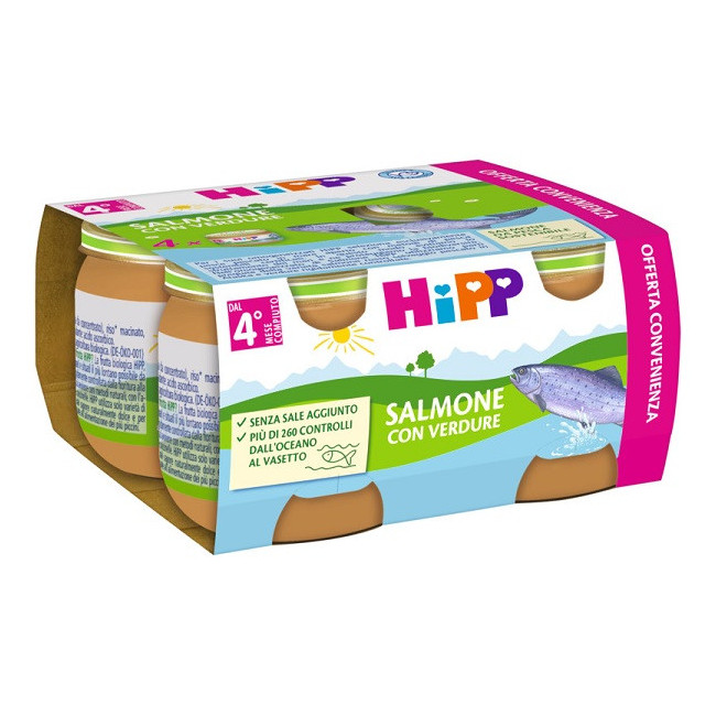 HIPP OMOGENEIZZATO SALMONE/VERDURE 4X80 G