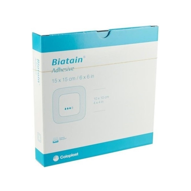 MEDICAZIONE BIATAIN IN SCHIUMA DI POLIURETANO CON IDROCOLLOIDE E BORDO ADESIVO 15X15 CM 5 PEZZI