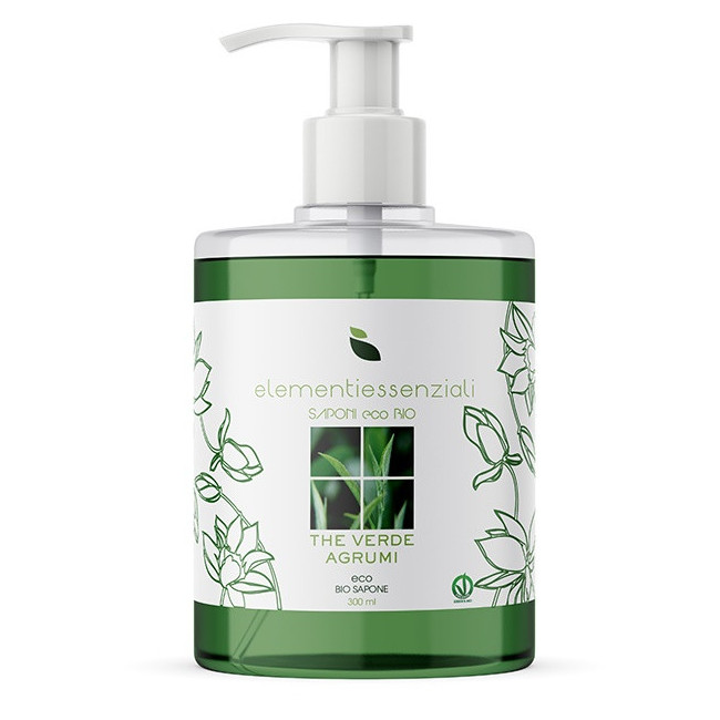 ELEMENTIESSENZIALI SAPONE ECO BIO THE VERDE AGRUMI 300ML ELEMENTIESSENZIALI SAPONE ECO BIO THE VERDE AGRUMI 300ML
