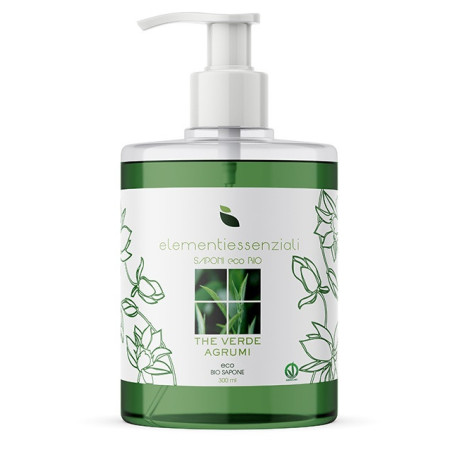 ELEMENTIESSENZIALI SAPONE ECO BIO THE VERDE AGRUMI 300ML ELEMENTIESSENZIALI SAPONE ECO BIO THE VERDE AGRUMI 300ML