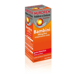 Nurofen Febbre Dolore Ibuprofene 200mg/5ml Bambini Sospensione Orale Fragola Senza Zucchero 100ml